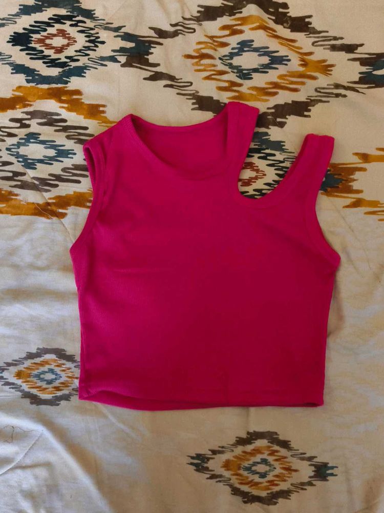 Pink Cutout Crop Top