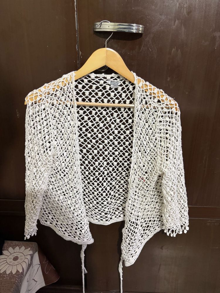 Handmade Boho Crochet Lace Shrug | Free-Size