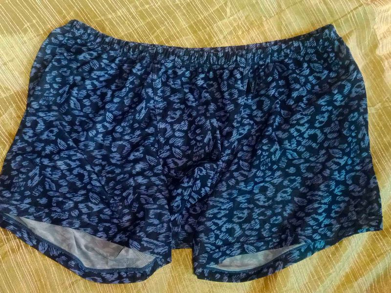 Blue Patterned Lounge Shorts