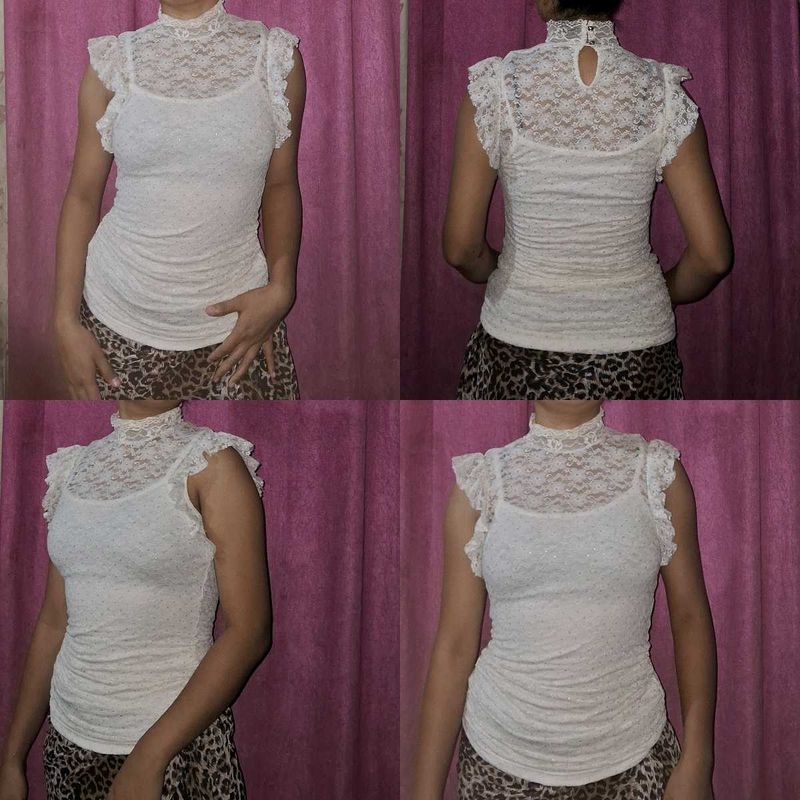 Lace Y2k Fitted Printeresty Top