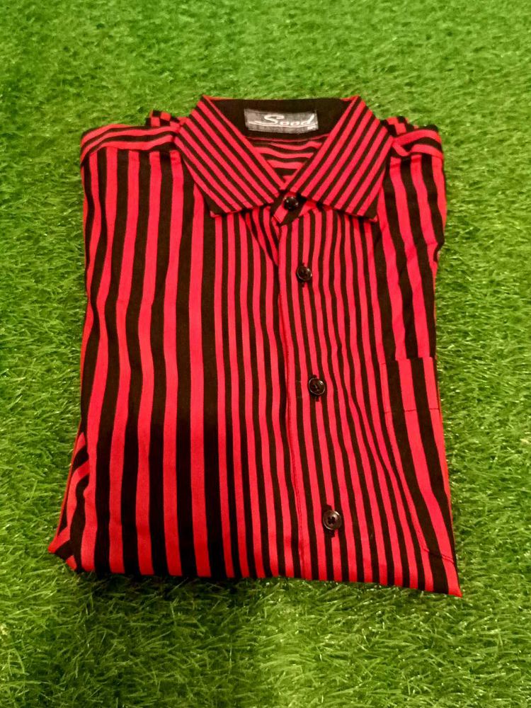 Red &amp; Black Striped Button-Down Shirt
