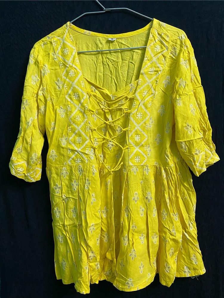 yellow short kurti
