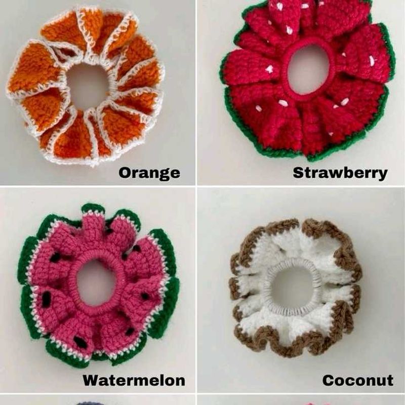 Crochet Fruit Scrunchies