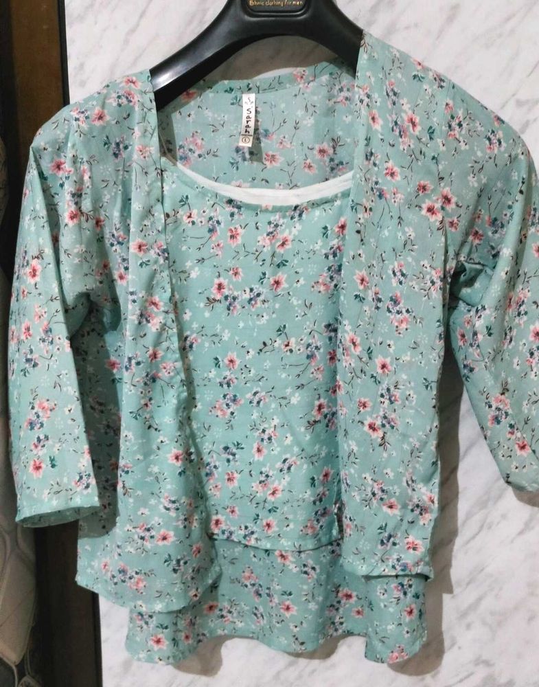 Floral Print Cardigan Set