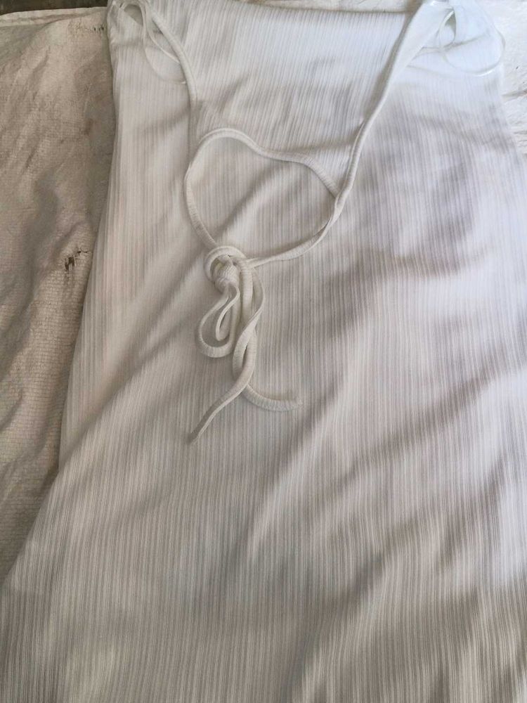 White Ribbed Tank Top