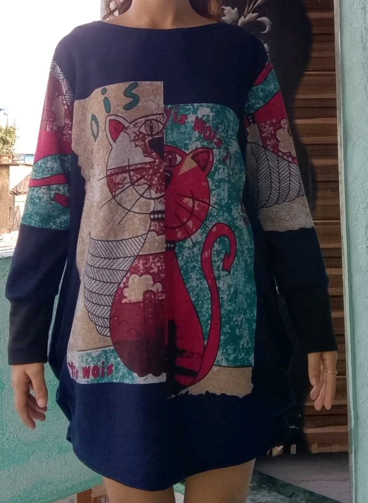 Funky Cat Print Dress