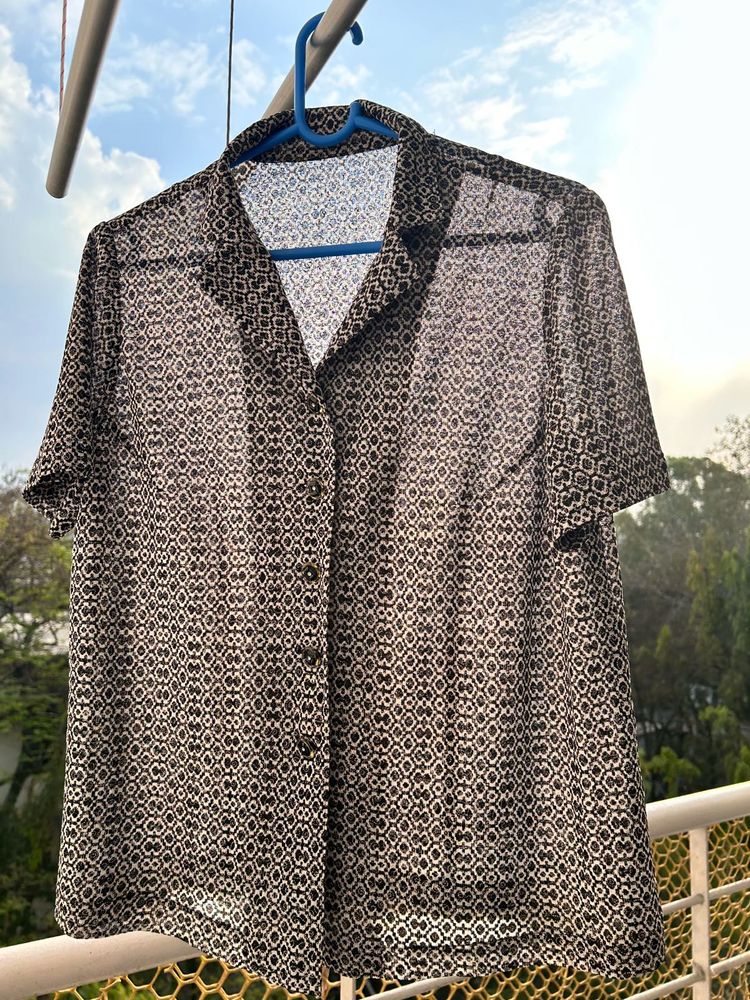 Patterned Sheer Blouse