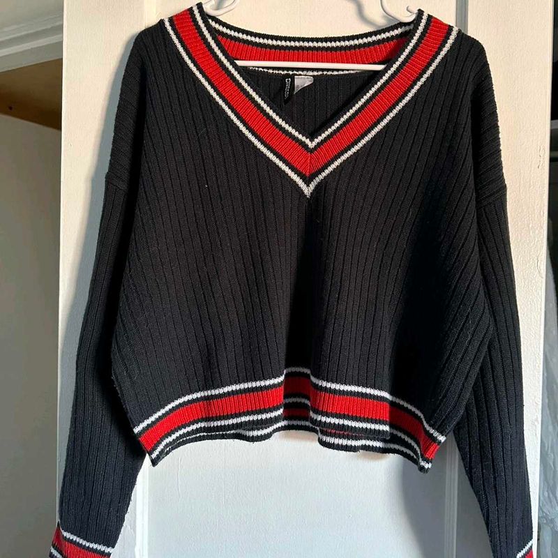 H&amp;M Red &amp; White Trim Sweater