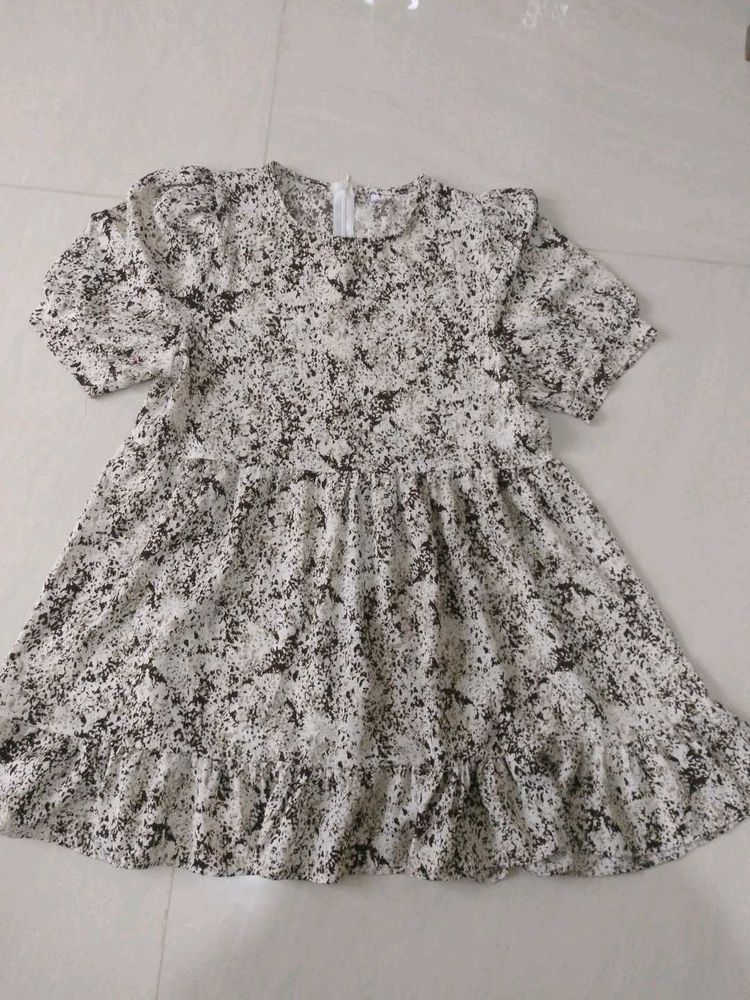 Abstract Print Babydoll Dress