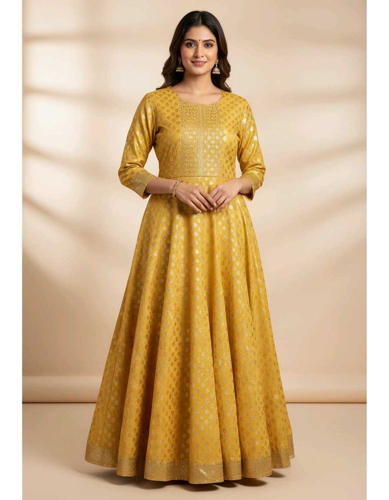 Elegant Yellow Ethnic Anarkali Kurta