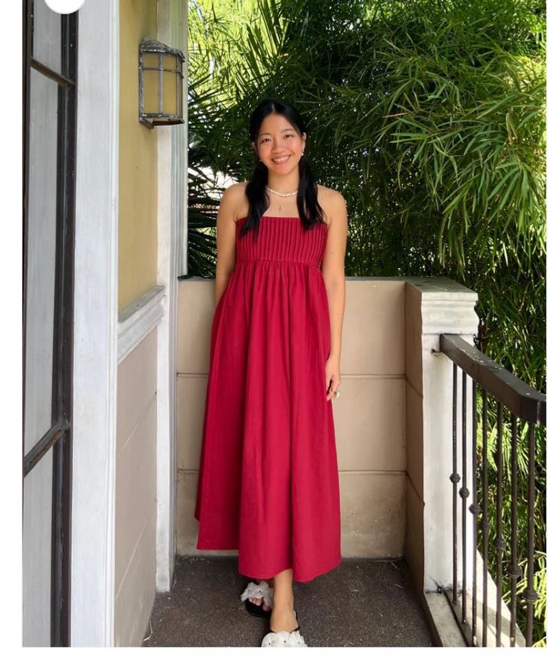 Philippines Red Maxi linen dress
