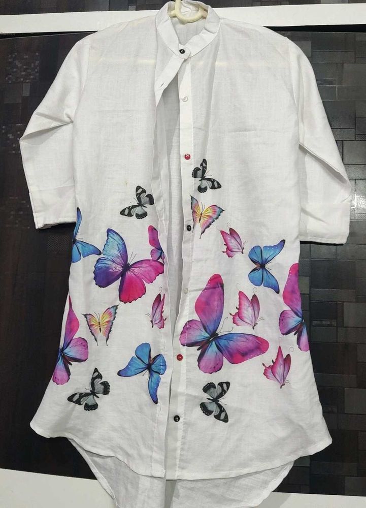Butterfly Print White Tunic