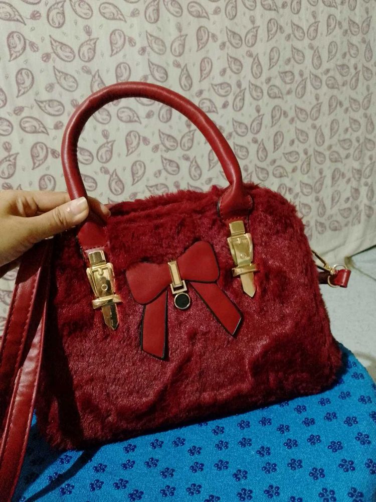 Red Fur Handbag, Price Negotiable