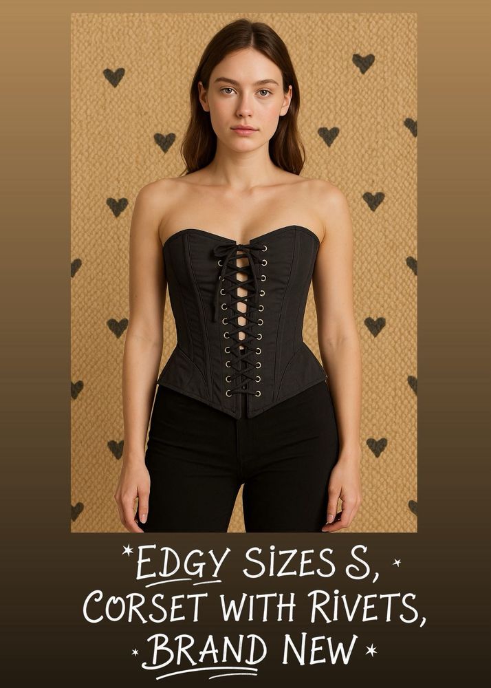 Black Lace-up  Rivet Corset Size S