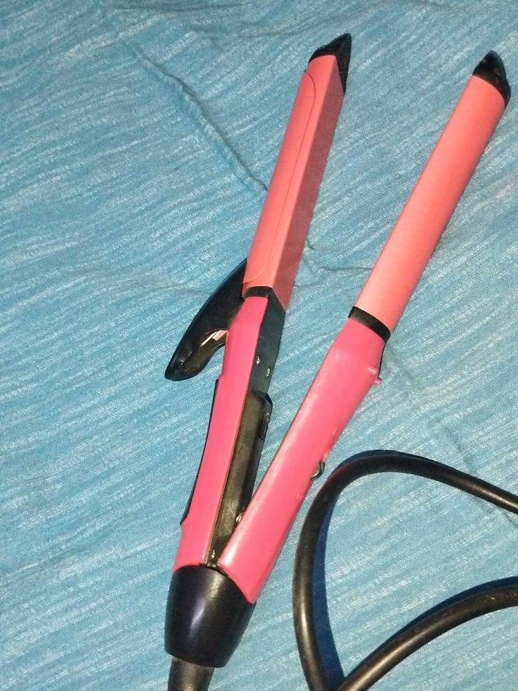 Pink Hair Straightener 2 In One