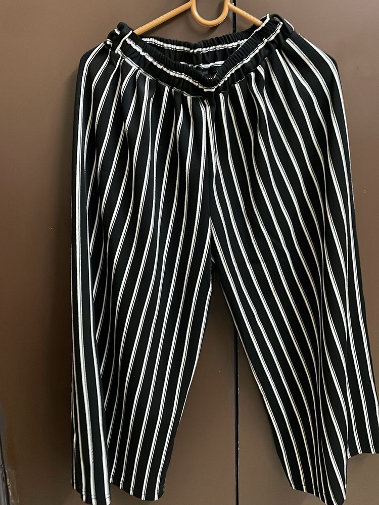 Black &amp; White Striped Pant For Office Wear