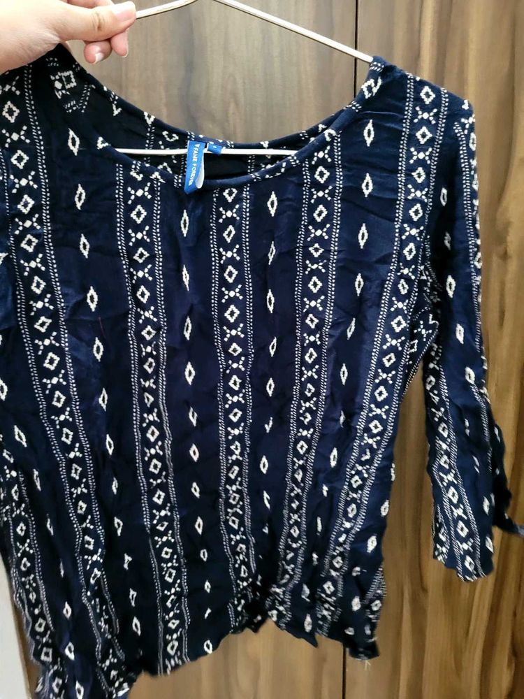 Navy Boho Blouse