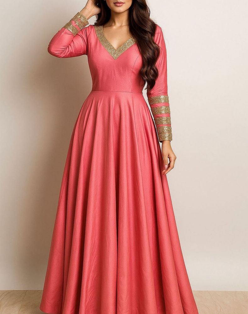 Elegant Coral Ethnic Gown