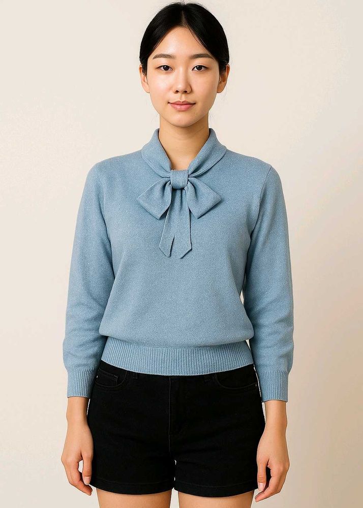 Korean style sky blue shimmer top