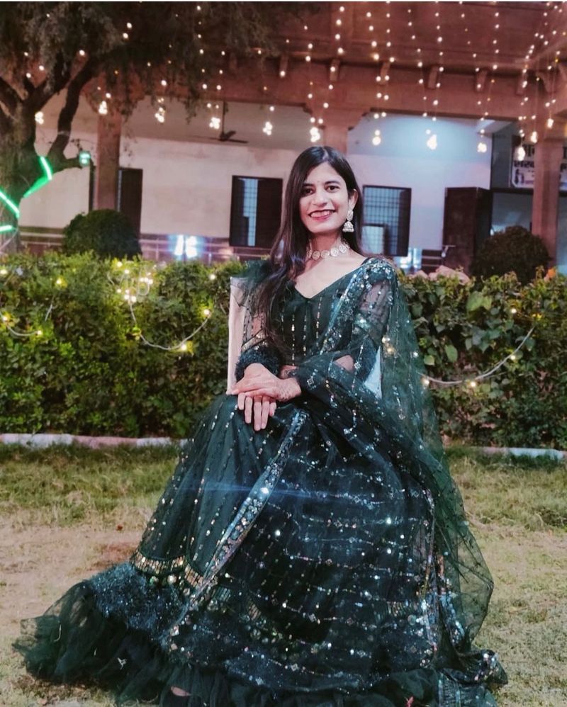 Elegant Green Embellished Lehenga Choli
