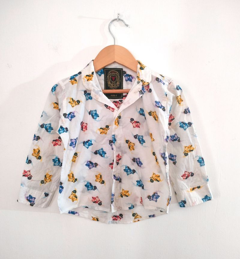 White With Scooty Cartoon Print Shirts (Boy&#39;s)