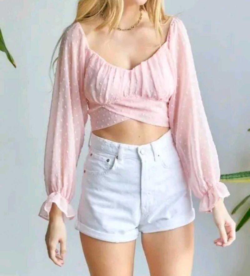 Pink Polka Dot Crop Top
