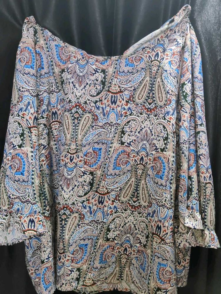 Paisley Print Off-Shoulder Top