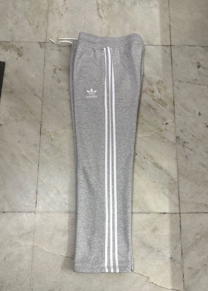 Adidas Grey 3 Stripes Straight Fit Sweatpants