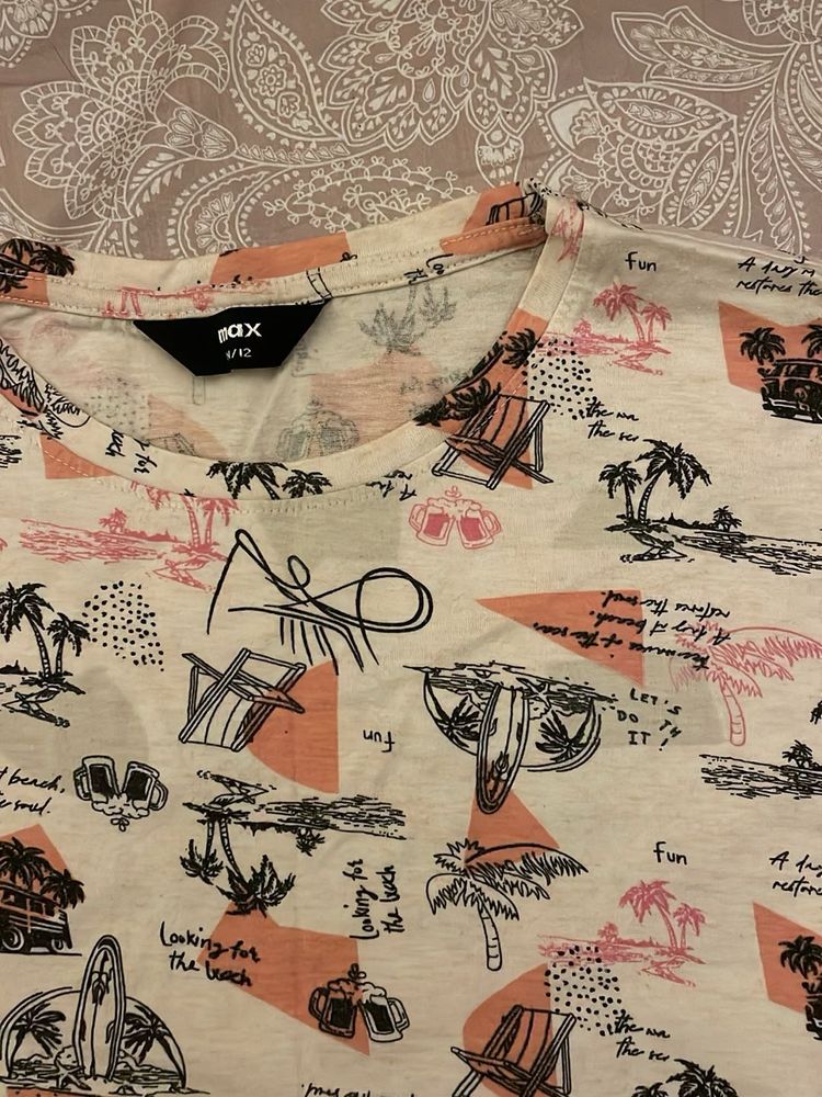 Patterned White T-Shirt