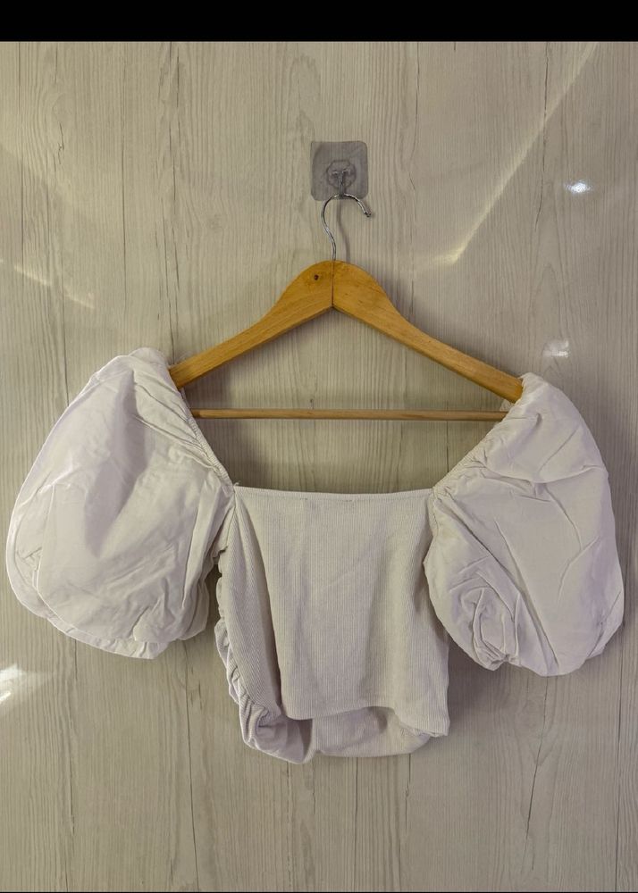 White Puff Sleeve Top