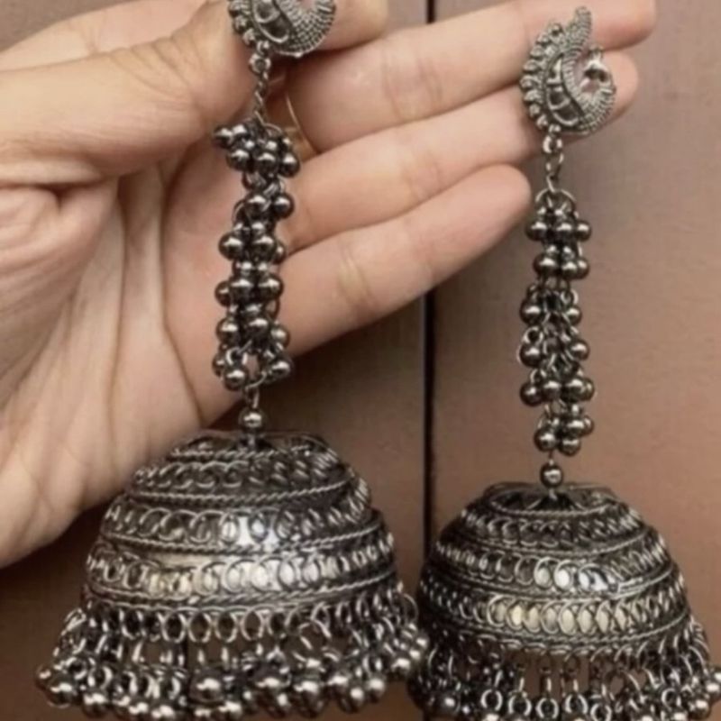 Orelia Black Oxidised Jhumka