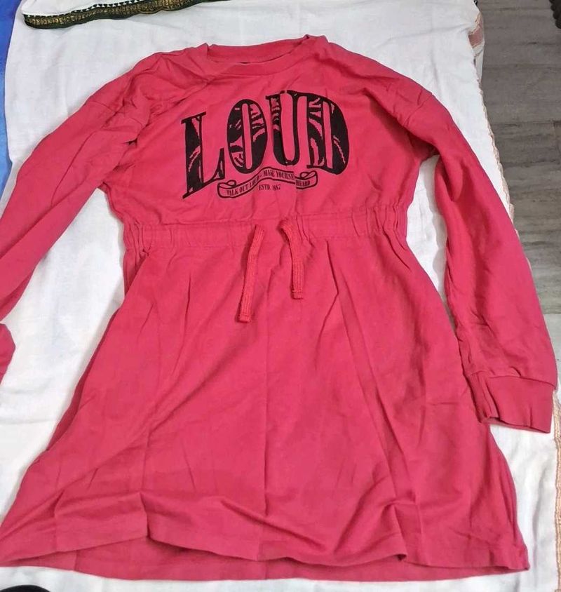 Pink &#39;Loud&#39; Graphic Dress