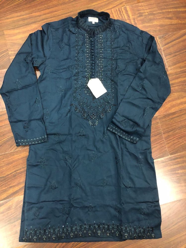 Republic Navy Blue Kurta with Embroidery Chest 42”