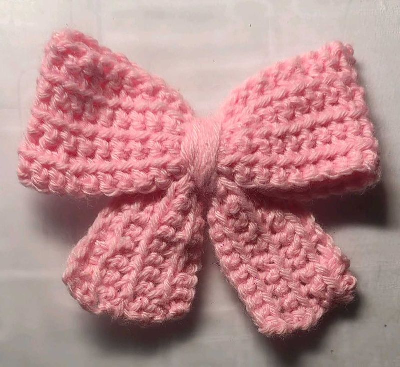 Pink Crochet Bow keychain