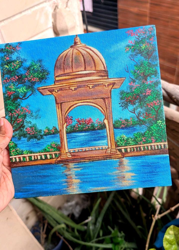 Beautiful Handmade Lakeside Udaipur Painting