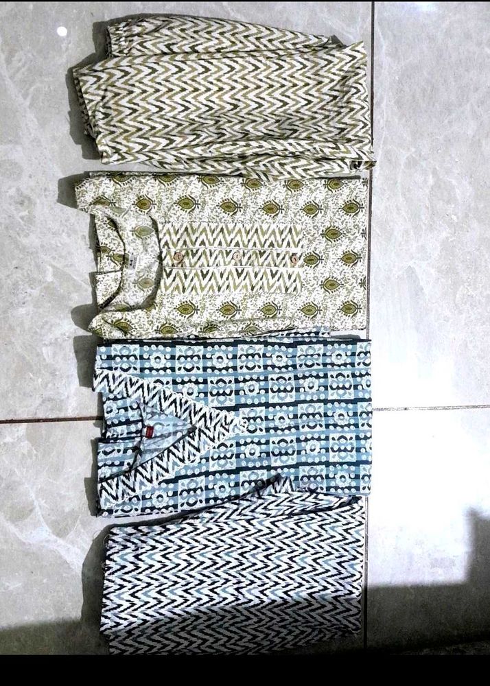 Printed Cotton Kurta Set  Of 2