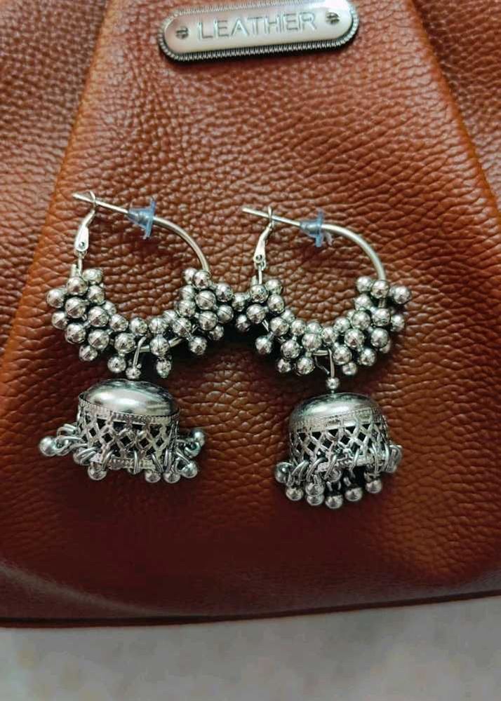 Silver Jhumka Earrings