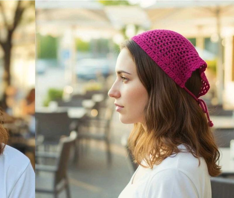 Pink Crochet Bandana