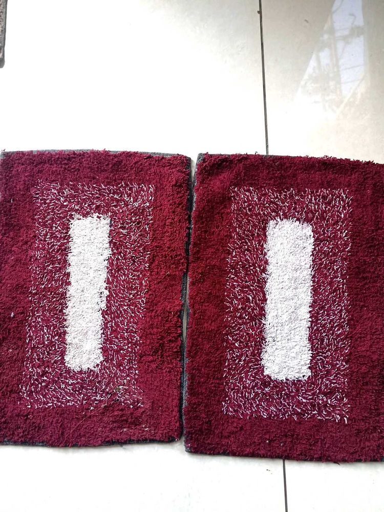Burgundy Bath Mats - Set of 2