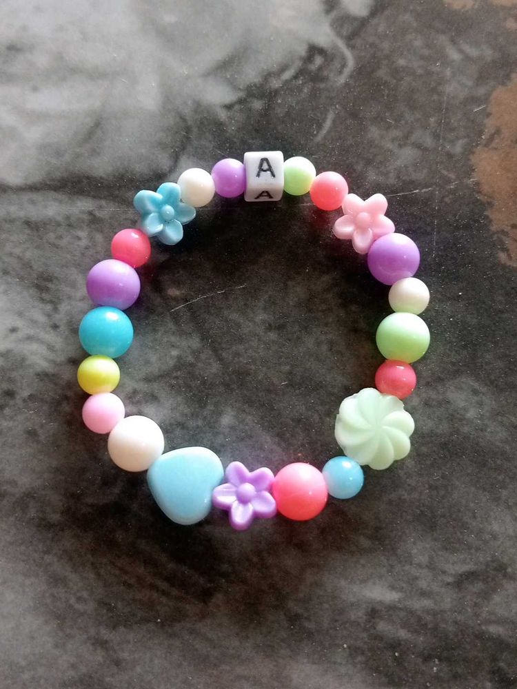 Colorful &#39;A&#39; Initial Bead Bracelet