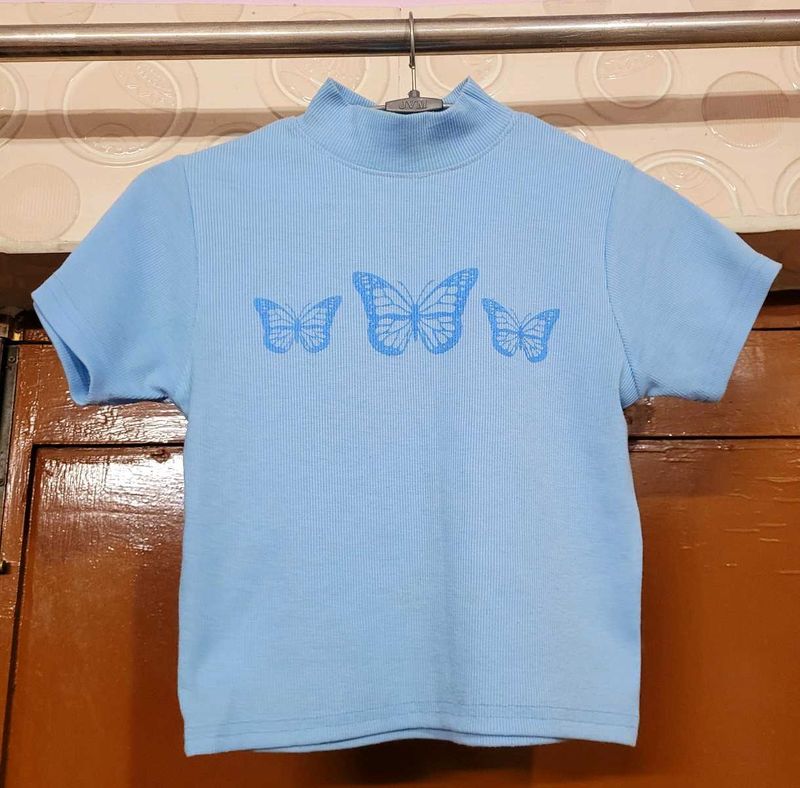 Baby Blue Butterfly Top