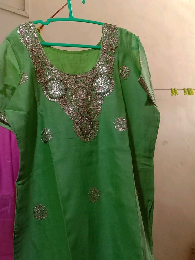 Green Embellished Kurti