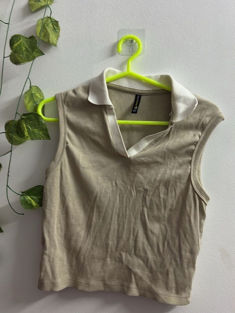 Sleeveless Beige Top
