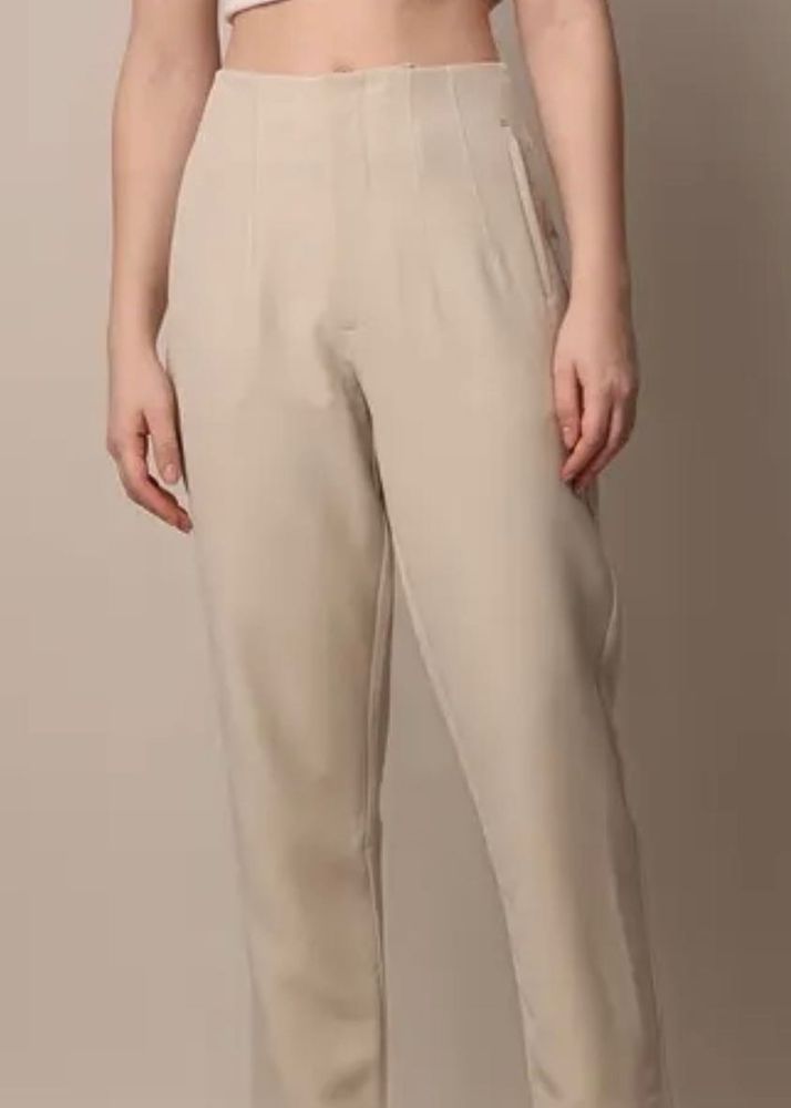 Beige Cropped Trousers