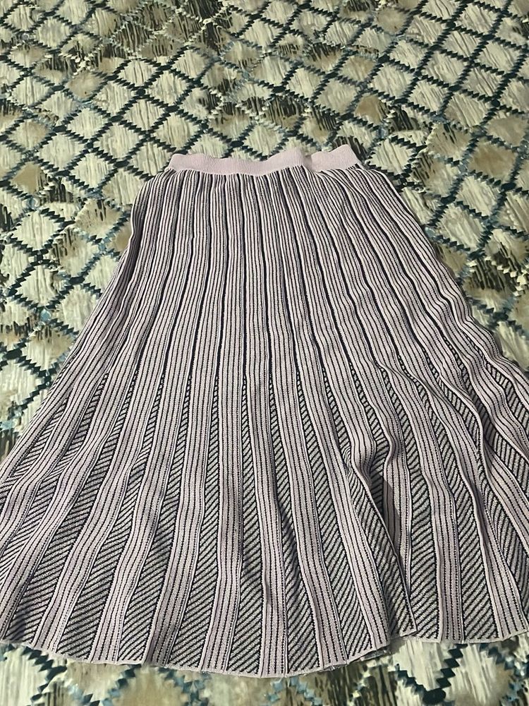 Striped Pleated Skirt