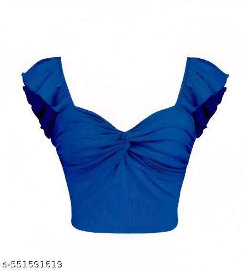 Blue Ruffle Crop Top