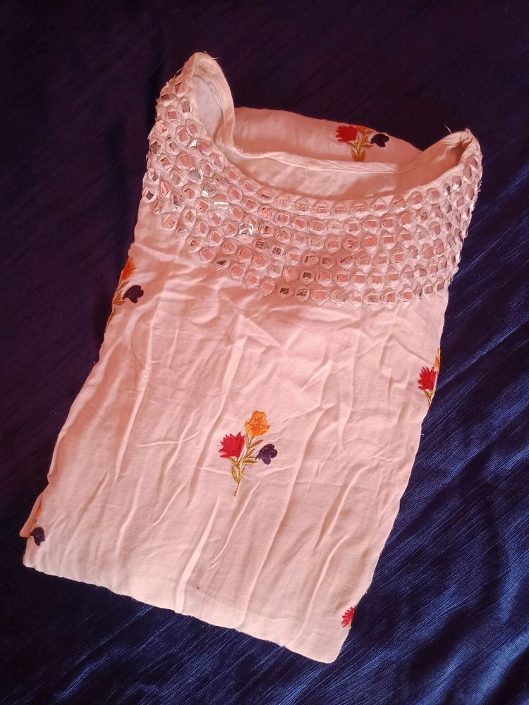 Preety Lovely White Floral Dress Full Length L Siz