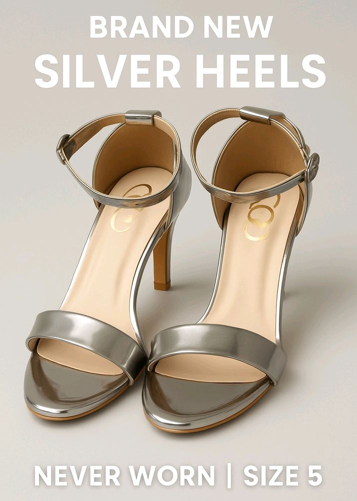 💫 Brand New Stylish Silver Heels 💫🎁 Never Worn