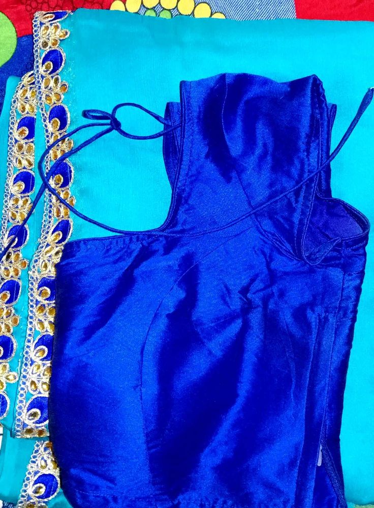 Teal &amp; Blue Saree with Blouse💙💙💙💙