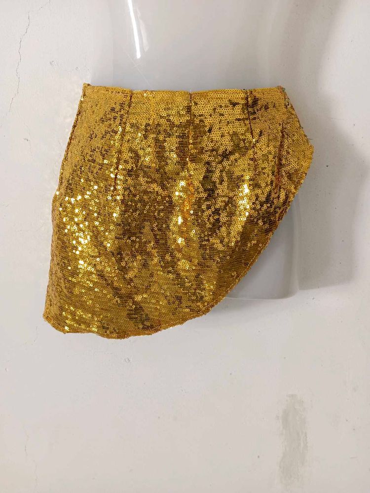 Gold Sequin Mini Skirt